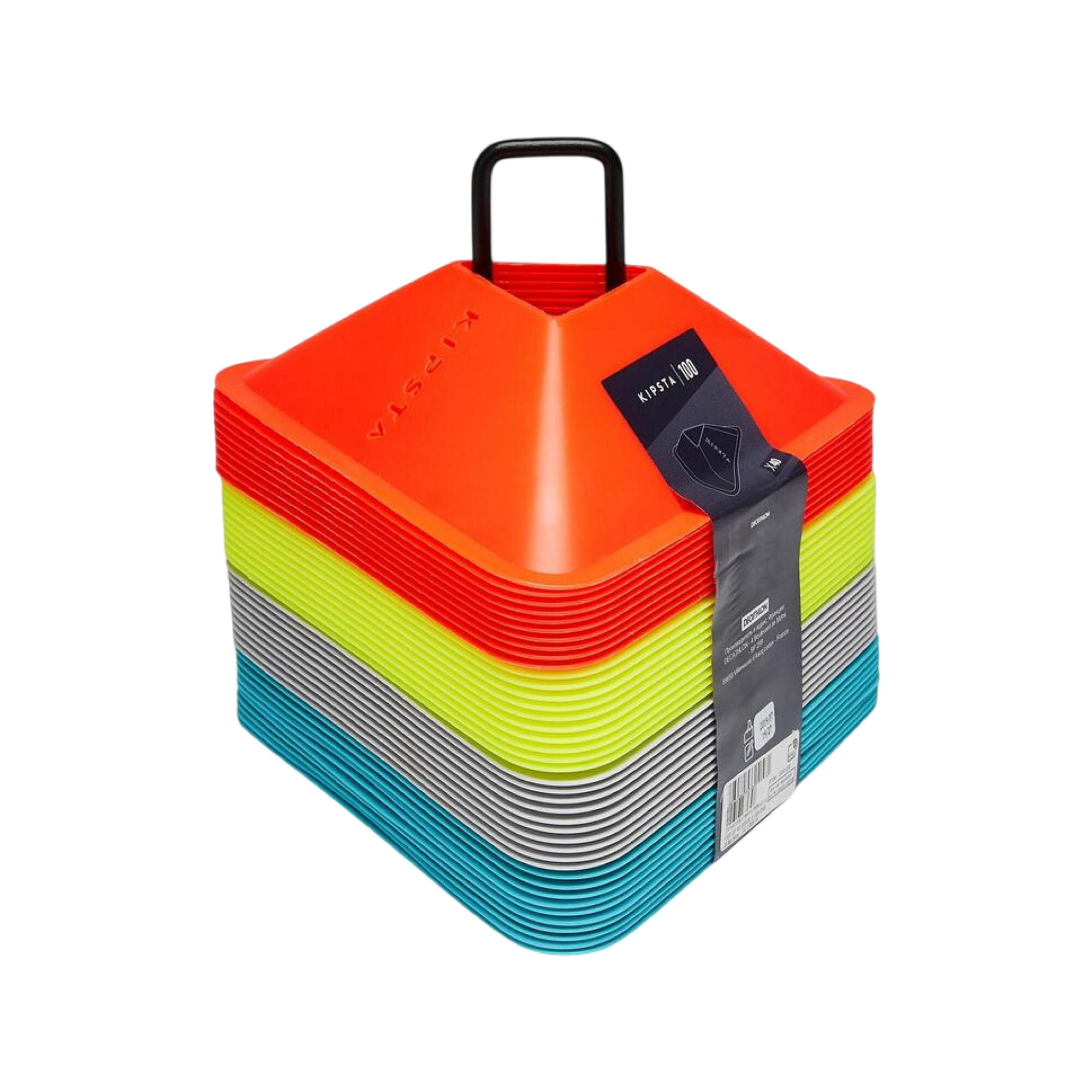 KIPSTA Lote de 40 conos Essential 4 colores (amarillo, naranja, gris, azul)