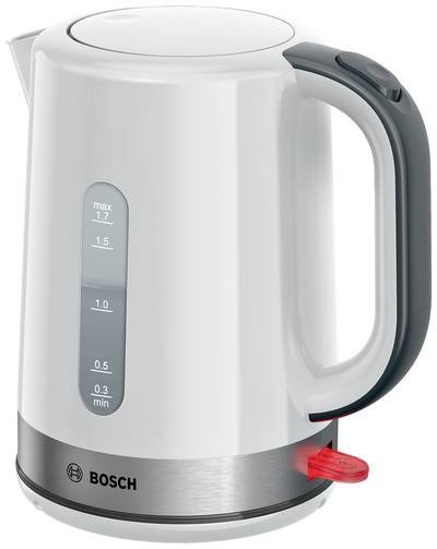 Bosch Haushalt TWK6A511 Wasserkocher schnurlos, Überhitzungsschutz Weiß, Dunkelgrau Fassungsvermögen: 1.7 l