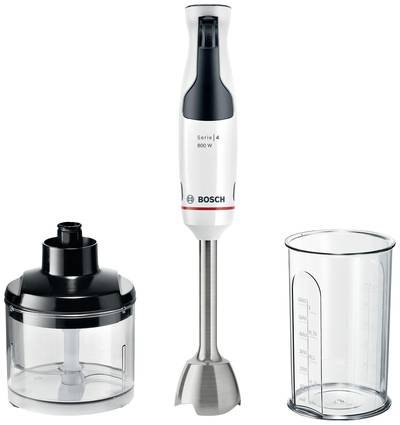 Bosch Haushalt MSM4W220 Stabmixer 600 W mit Mixbecher, mit Messbecher, mit Zerkleinereraufsatz, BPA-frei Weiß, Grau