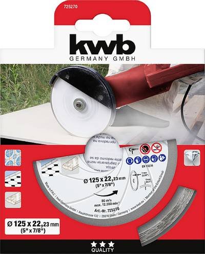 kwb 725270 Diamanttrennscheibe Durchmesser 125 mm Bohrungs-Ø 22.23 mm Fliesen, Keramik 1 St.