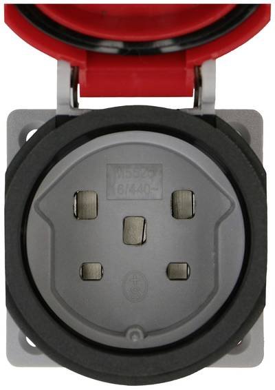 Max Hauri 166100 Einbau-Steckdose IP55 Lichtgrau, Rot