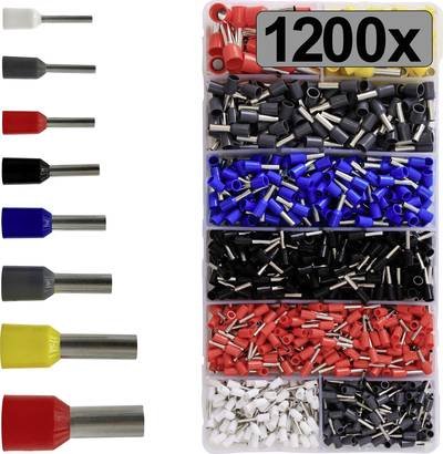 TRU COMPONENTS TC-13377260 Aderendhülsen-Sortiment Teilisoliert Mehrfarbig 1200 St.