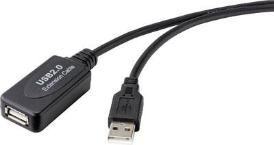Renkforce USB-Kabel USB 2.0 USB-A Stecker, USB-A Buchse 5.00 m Schwarz Aktiv mit Signalverstärkung RF-4535052