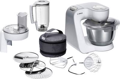 Bosch Haushalt MUM58W20 + MUZ5EB2 Küchenmaschine 1000 W Weiß, Silber (matt)