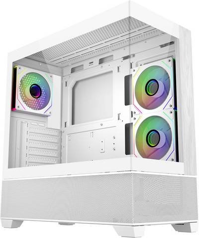 Cooler Master Elite 690 Midi-Tower PC-Gehäuse Weiß 3 Vorinstallierte LED Lüfter, Seitenfenster