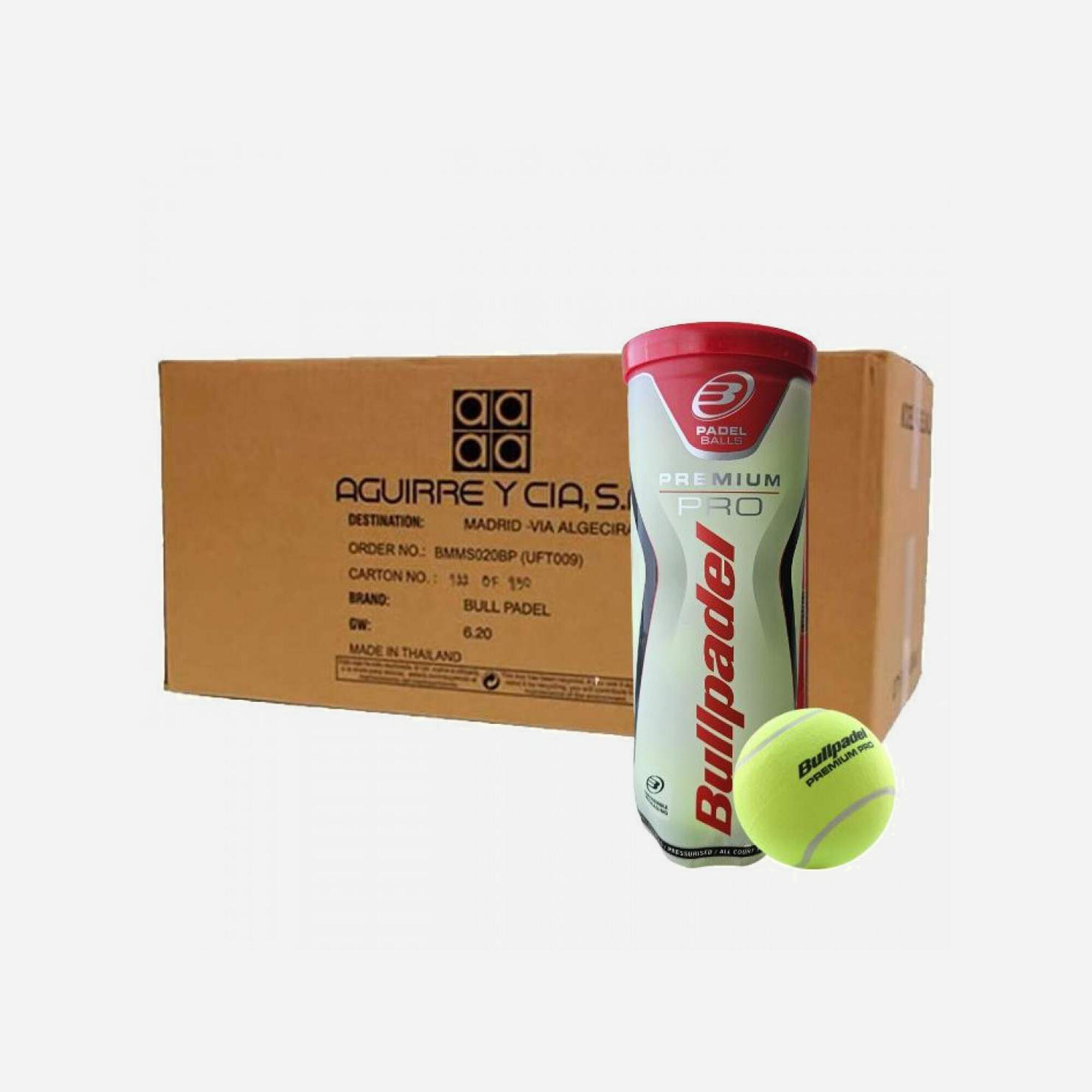 BULLPADEL Cajón de 24 tubos de 3 pelotas de pádel presurizadas Bullpadel Premium Pro