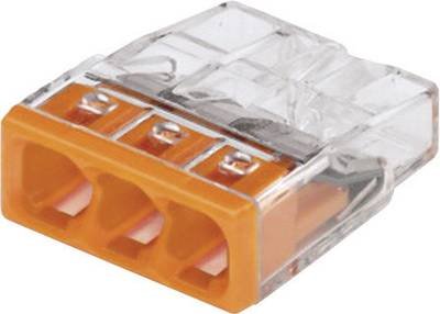 WAGO 2273-203-1 2273 Dosenklemme flexibel: - starr: 0.5-2.5 mm² Polzahl: 3 1 St. Transparent, Orange
