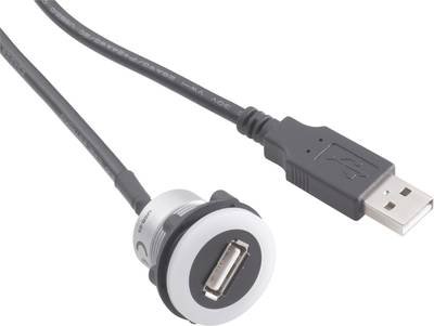 TRU COMPONENTS USB-05-BK USB-Einbaubuchse 2.0 Buchse, Einbau, Stecker USB-Buchse Typ A, beleuchtet auf USB-Stecker Typ A