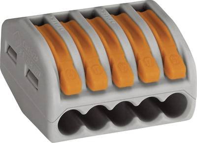 WAGO 222-415-10 222 Verbindungsklemme flexibel: 0.08-4 mm² starr: 0.08-2.5 mm² Polzahl: 5 10 St. Grau, Orange