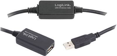 LogiLink USB-Kabel USB 2.0 USB-A Stecker, USB-A Buchse 15.00 m Schwarz UA0145