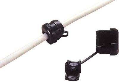 TRU COMPONENTS TC-SR-F21203 Zugentlastung Klemm-Ø (max.) 5.3 mm Plattenstärke (max.) 1.6 mm Schwarz 100 St.
