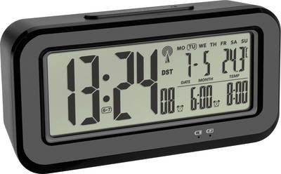 TFA Dostmann 60.2554.01 Funk Wecker Schwarz Alarmzeiten 2 Großes Display