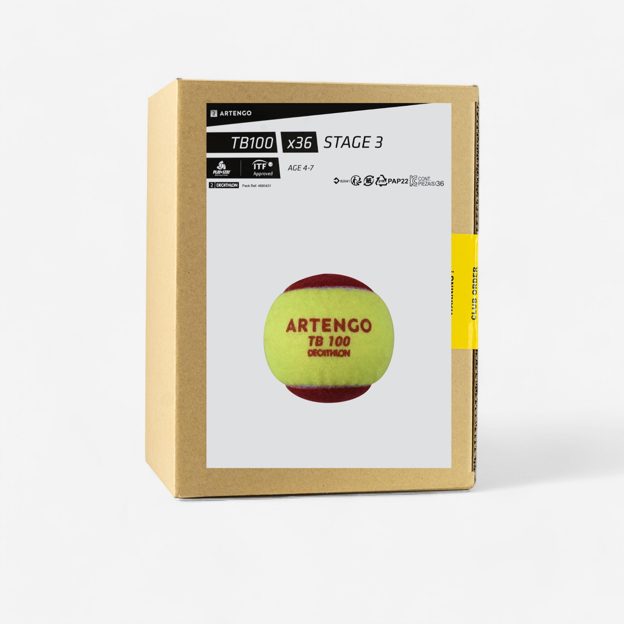 ARTENGO Cajón de pelotas de tenis TB100 x36 rojo