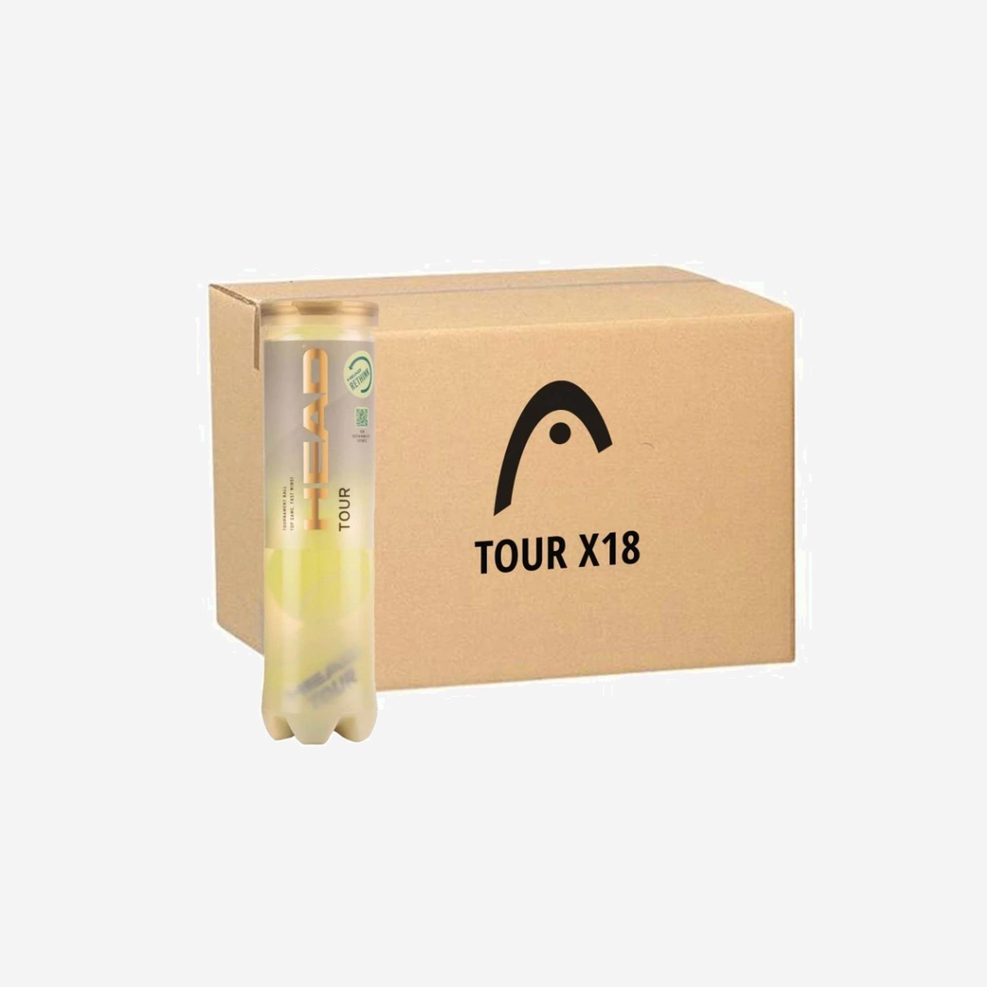 HEAD Pelotas de tenis Head tour amarillo polivalente, caja de 18 tubos de 4 pelotas