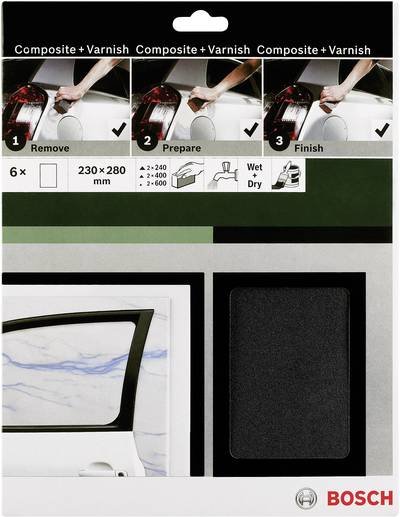 Bosch Accessories 2609256C47 Handschleifpapier-Set Körnung (num) 240, 400, 600 (L x B) 230 mm x 280 mm 1 Set