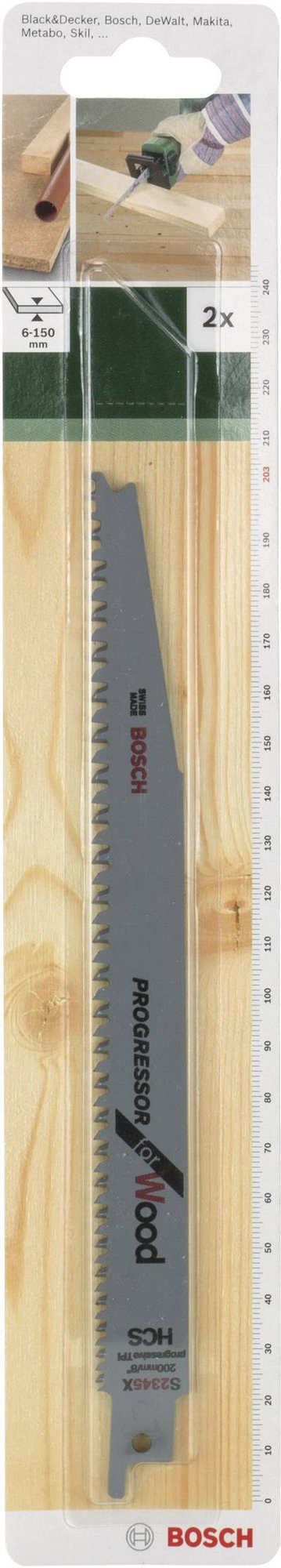 Bosch Accessories 2609256704 Säbelsägeblatt HCS, S 2345 X Progressor for Wood Sägeblatt-Länge 203 mm 2 St.