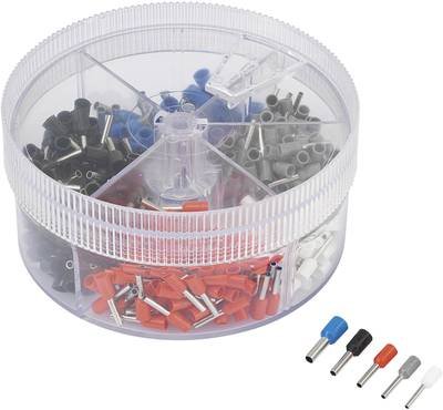 TRU COMPONENTS 737074 Aderendhülsen-Sortiment 0.5 mm², 0.75 mm², 1 mm², 1.5 mm², 2.5 mm² Teilisoliert Weiß, Grau, Rot, S