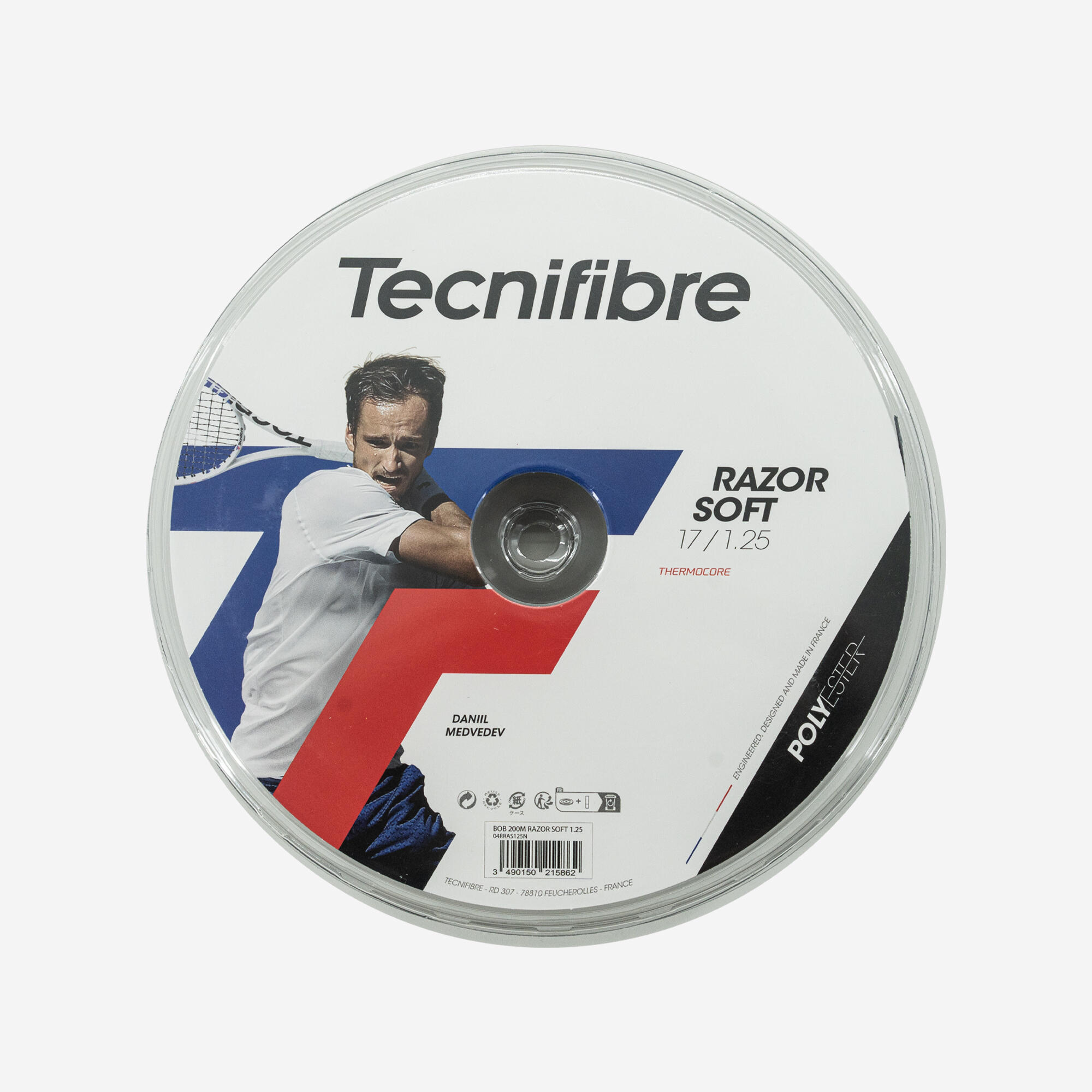 MAJOR Bobina de cordaje de tenis, Tecnifibre razor soft 1,25 mm negro 200 m
