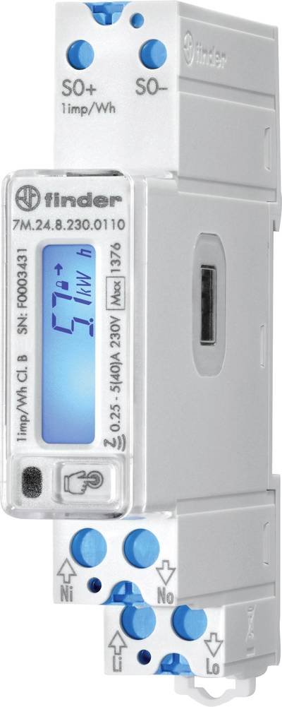 Finder 7M.24.8.230.0110 7M.24.8.230.0110 Zweirichtungs-Hutschienenzähler digital 40 A 1 St.