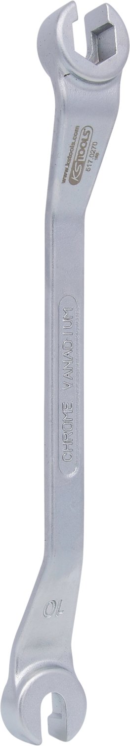 KS Tools 517.0270 CHROMEplus Offener Doppel-Ringschlüssel, gekröpft, 10x11mm