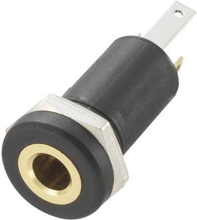 TRU COMPONENTS 718574 Klinken-Steckverbinder 3.5 mm Buchse, Einbau vertikal Polzahl: 3 Stereo Schwarz 1 St.