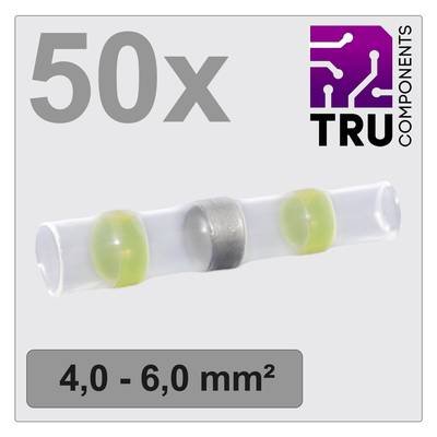 TRU COMPONENTS TC-12888428 Stoßverbinder mit Schrumpfschlauch 4 mm² 6 mm² Vollisoliert Gelb 50 St.