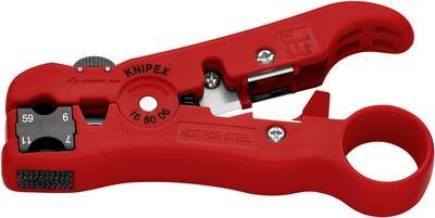 Knipex 16 60 06 SB KNIPEX - Kabel-Abisolierzange - für Koax- und Kabelentmanteler Geeignet für Koaxialkabel RG59, RG6, R
