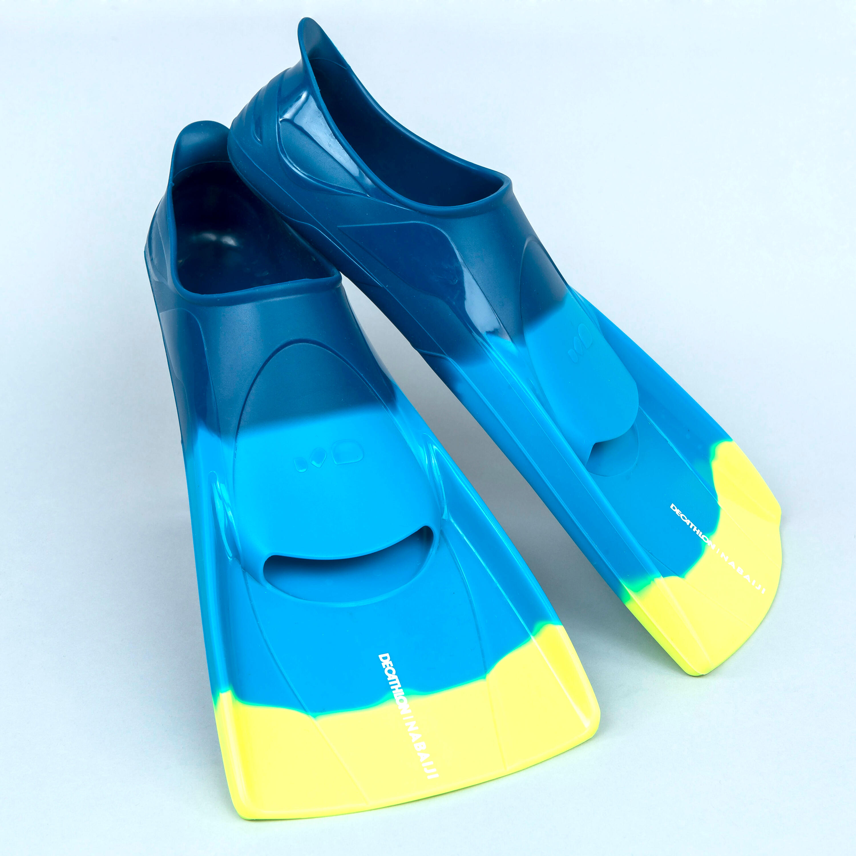 NABAIJI Aletas natación cortas Silifins 500 tricolor azul amarillo