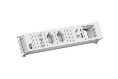 POWER FRAME 2xCH 0° 1xCM 1xUSB A/C 22W 0,2m GST18,weiss...