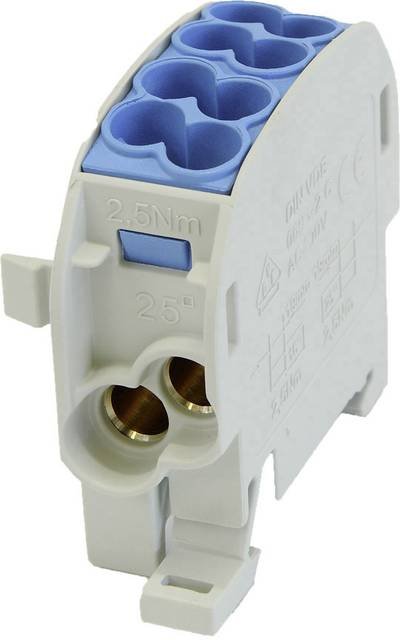 HoraeTec 080110-1-3 Hauptleitungsabzweigklemme PA, Messing Lichtgrau (RAL 7035), Licht-Blau (RAL 5012) 1polig 100 A 690