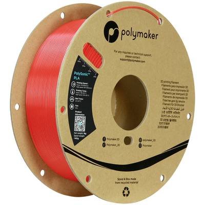 Polymaker PA12005 Filament Polymaker PolySonic™ PLA red High Speed PLA / 1.75 mm / 1kg Filament PLA Highspeed Filament 1