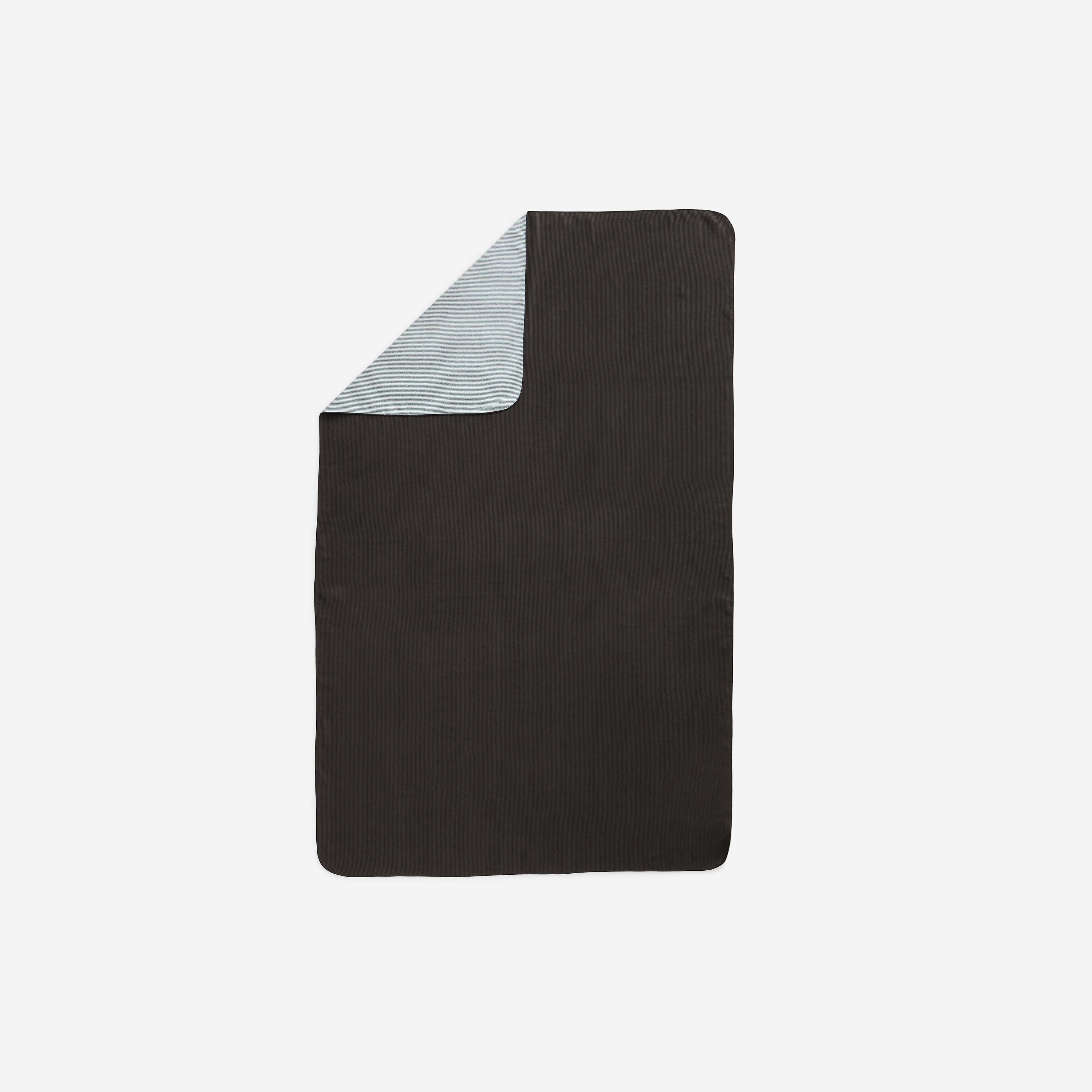DECATHLON Toalla Negro-Gris Rayas Microfibra Talla XL 110 x 175 cm