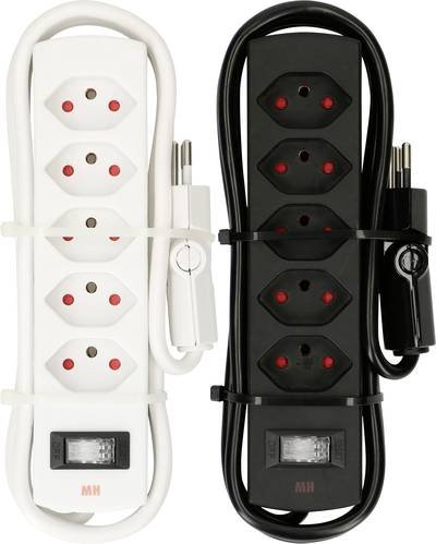 Max Hauri 130511 Steckdosenleiste mit Schalter Schwarz, Weiß CH-Stecker 2 St.