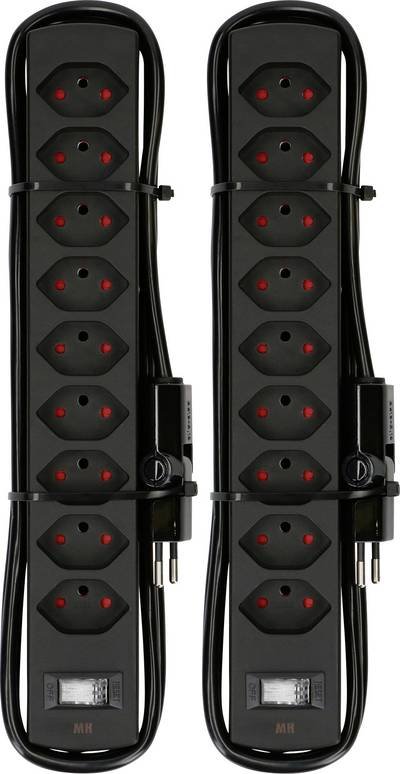 Max Hauri 160827 Steckdosenleiste mit Schalter Schwarz CH-Stecker 2 St.