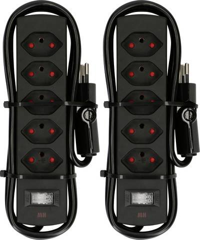 Max Hauri 160824 Steckdosenleiste mit Schalter Schwarz CH-Stecker 2 St.