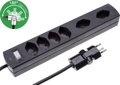Max Hauri 114976 Steckdosenleiste mit Schalter 6fach Schwarz 1 St.