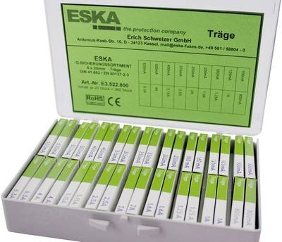 ESKA E3522800 Feinsicherung-Sortiment (Ø x L) 5 mm x 20 mm Träge -T- Inhalt 360 Teile