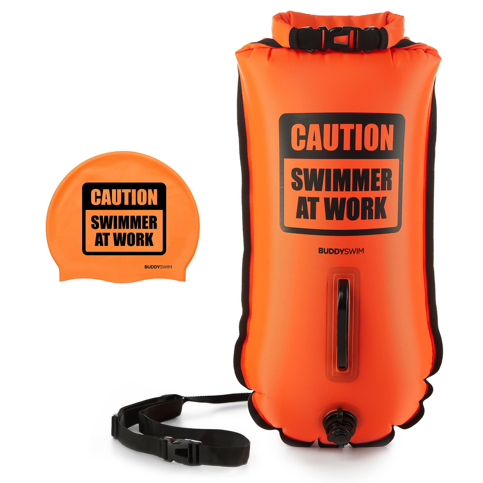 BUDDYSWIM Boya Natación Buddyswim de 28 litros Aguas Abiertas y Gorro de Natación naranja
