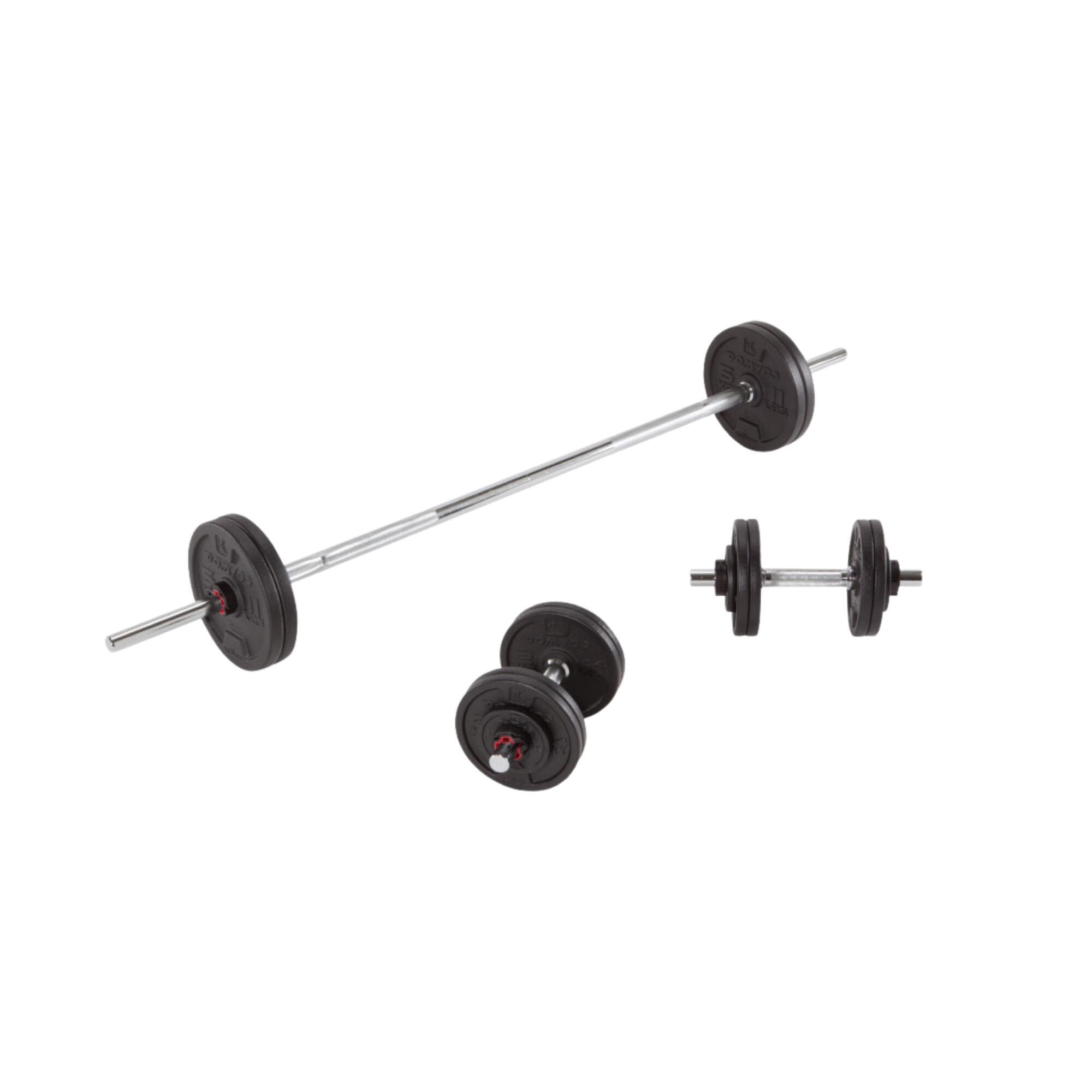 CORENGTH Kit Mancuerna Musculación Disco Hierro Fundido 80 % Reciclado 50 kg