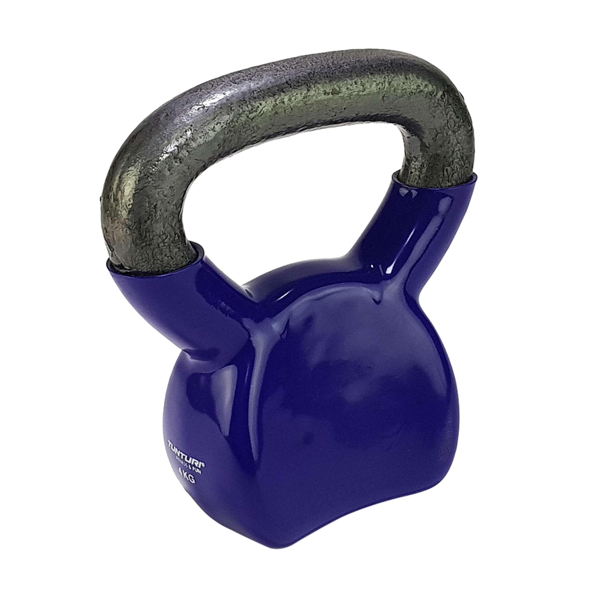 TUNTURI Kettlebell - Vinilo - 4 kg - Morado