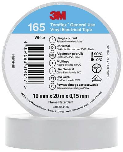 3M 165WH5E Isolierband Weiß (L x B) 20 m x 19 mm 1 St.