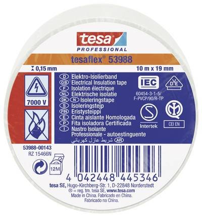 tesa tesaflex IEC 53988-00143-00 Isolierband Weiß (L x B) 10 m x 19 mm 1 St.