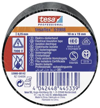 tesa tesaflex IEC 53988-00142-00 Isolierband Schwarz (L x B) 10 m x 19 mm 1 St.