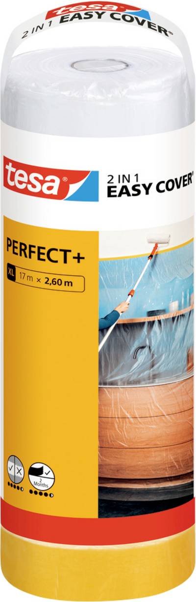 tesa Easy Cover Perfect+ 56575-00000-00 Abdeckfolie Gelb, Transparent (L x B) 17 m x 2.60 m 1 Set