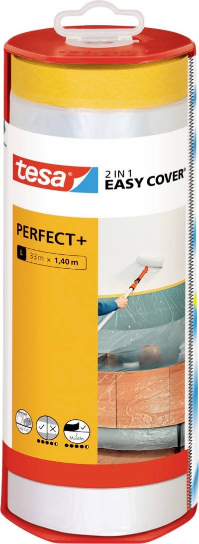 tesa Easy Cover Perfect+ 56571-00000-00 Abdeckfolie Gelb, Transparent (L x B) 33 m x 1.40 m 1 St.