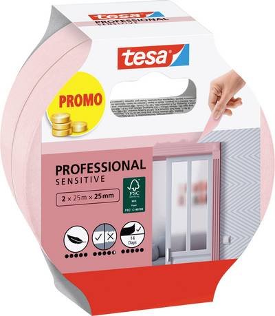 tesa Professional Sensitive 56267-00000-01 Malerabdeckband Rosa (L x B) 50 m x 25 mm 2 St.
