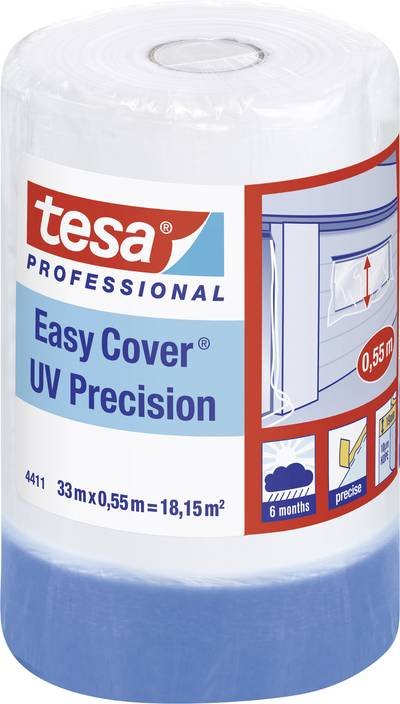 tesa Easy Cover® UV Präzision, 2-in-1-Abdecklösung (LDPE-Folie & Malerband UV PLUS), ideal für Außenanwendungen