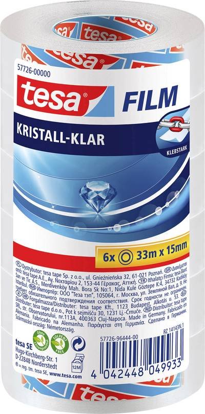 tesa 57726-00000-02 Klebefilm kristall-klar Transparent (L x B) 33 m x 15 mm 6 St.