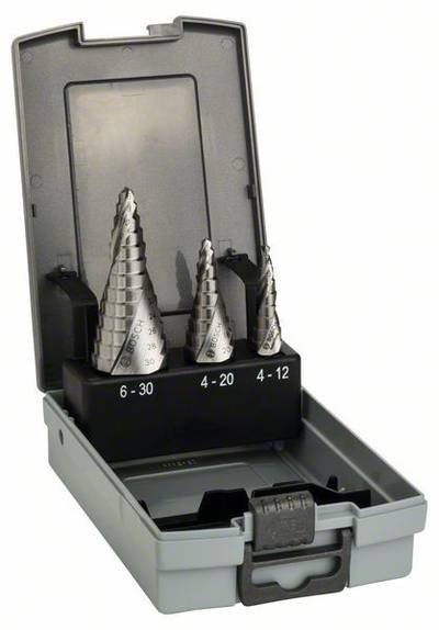 Bosch Accessories 2608587426 HSS Stufenbohrer-Set 3teilig 3-Flächenschaft 1 Set