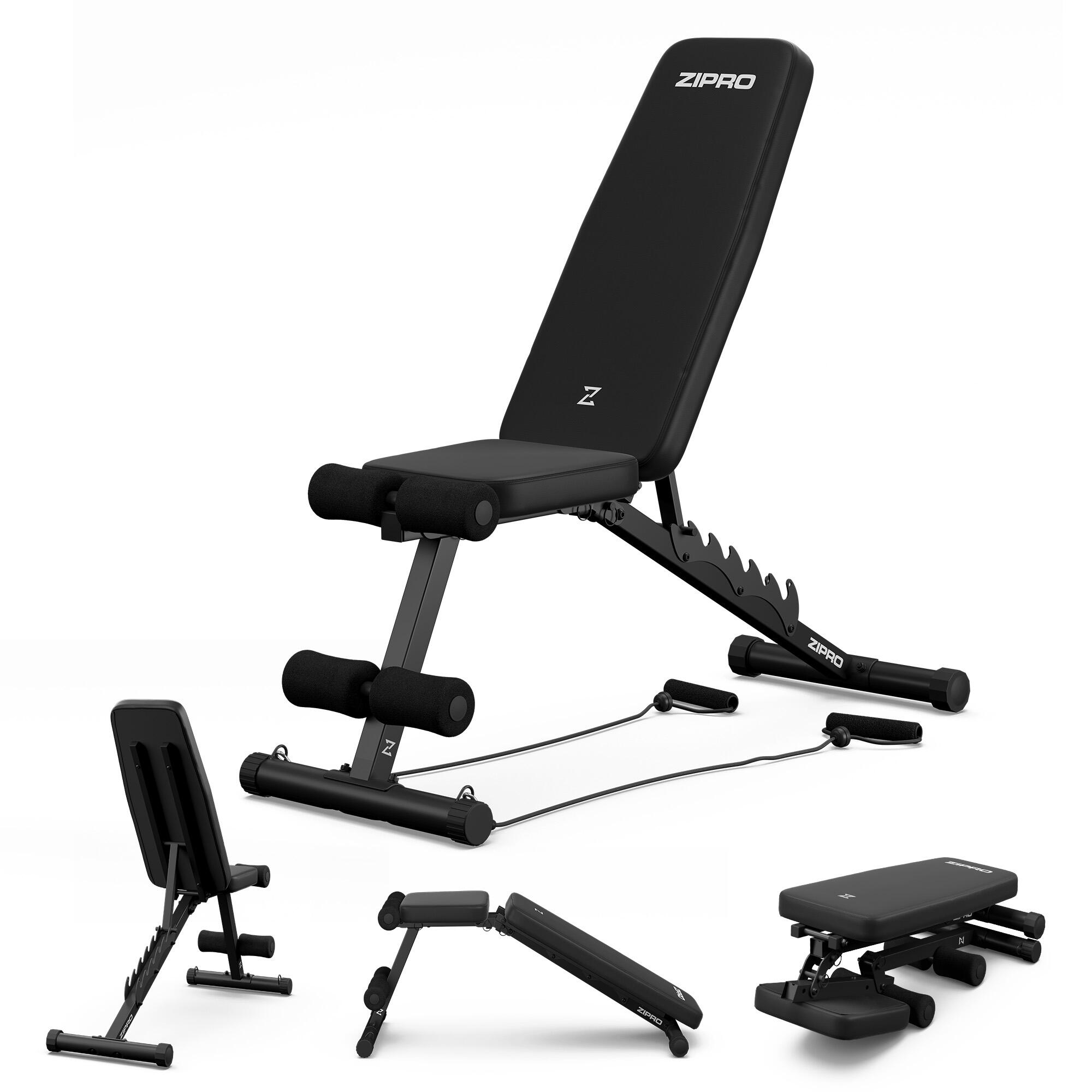 ZIPRO Banco musculación Zipro Tempo plegable con extensor musculación inclinable